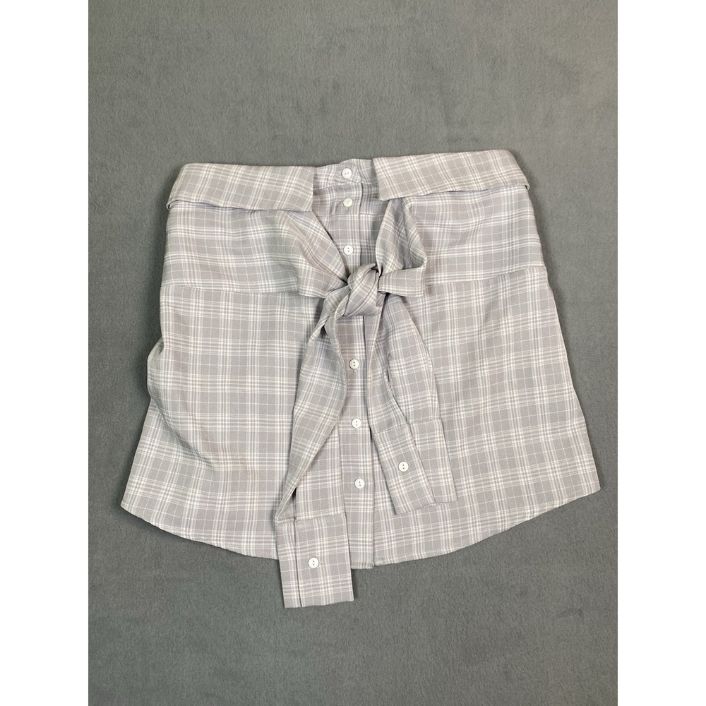 Mare Mare X Anthropologie Women's Small Tube Top Gray Plaid Faux Button Up Shirt